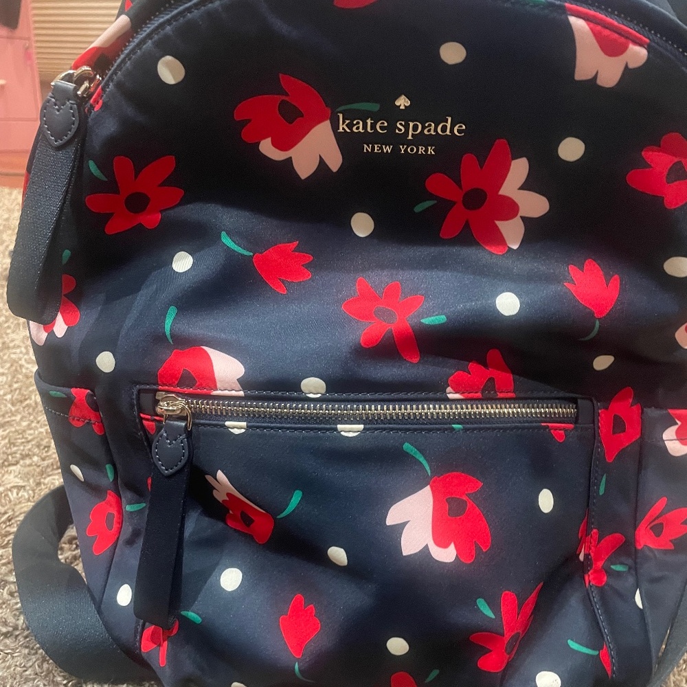 Kate Spade Chelsea Rose Toss Printed Medium Backpack Nylon Black Multi